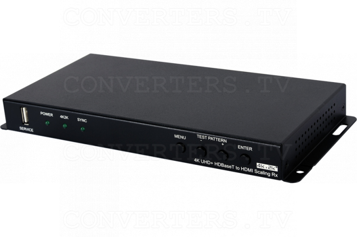 HDBaseT to Dual 4K HDMI Scaler with Audio Re-embedding